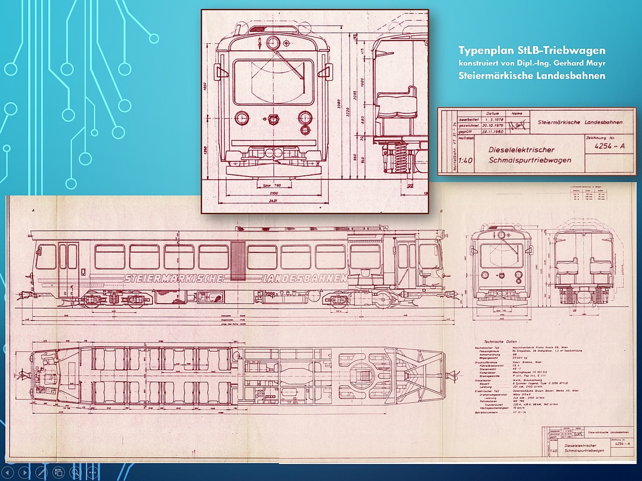 Typenzeichnung StLB-Triebwagen konstruiert von DI Gerhard Mayr